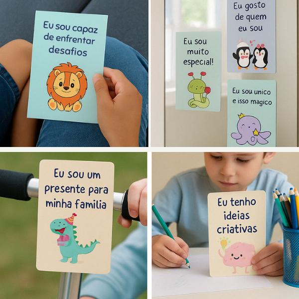 Cartões mágicos com crianças